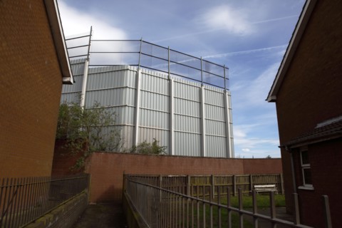 IRELAND, North, Belfast, "West, Falls Road, Peace Line barrier between the Catholic Lower Falls and
