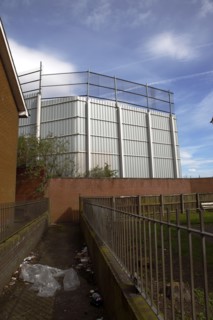 IRELAND, North, Belfast, "West, Falls Road, Peace Line barrier between the Catholic Lower Falls and