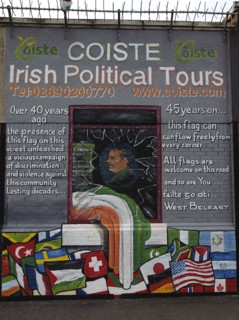 IRELAND, North, Belfast, "West, Falls Road, Political murals painted on walls of the Lower Falls