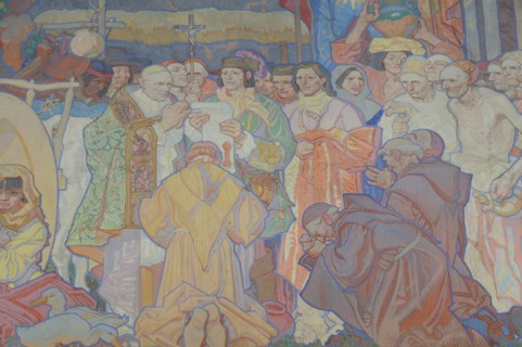USA, California, Los Angeles, "Dean Cornwell mural depicting the Founding of Los Angeles, LA