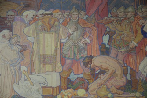 USA, California, Los Angeles, "Dean Cornwell mural depicting Discovery, LA Central library"