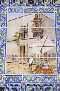 USA, California, Los Angeles, Tile detail showing Olvera Street heritage