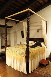 USA, California, Los Angeles, "Lady's bedroom, Avila Adobe, Olvera Street. Oldest standing building