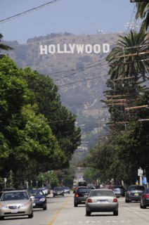 USA, California, Los Angeles, Hollywood sign from Beechwood Drive.
