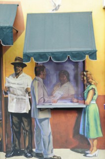 USA, California, Los Angeles, "Detail of newspaper stall, Farmers Market"