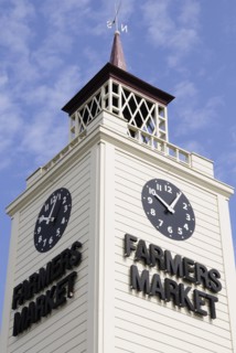 USA, California, Los Angeles, Farmers Market clock tower
