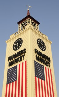 USA, California, Los Angeles, Farmers Market clock tower