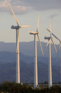USA, California, Palm Springs, "Windmills, San Gorgonio Pass, Palm Springs. Wind turbine