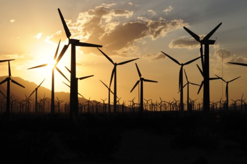 USA, California, Palm Springs, "Windmills, San Gorgonio Pass, Palm Springs. Wind turbine