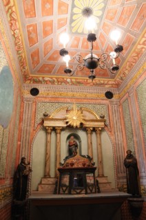USA, California, Santa Barbara, "Altar & tabernacle of 1786 housed in Baptistery, Mission Santa