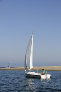 USA, California, Santa Barbara, "Yacht in the harbour, Santa Barbara"