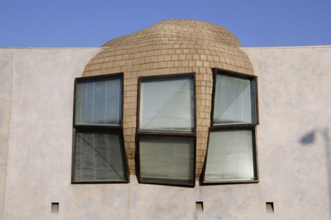 USA, California, Los Angeles, "Eric Owen Moss 'What Wall', window detail, 3524 Hayden Ave, Culver