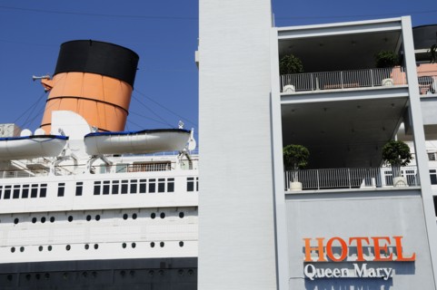 USA, California, Los Angeles, "Queen Mary ship Hotel, Queens Bay, Long Beach"