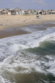 USA, California, Los Angeles, "Beach views with surf, Manhattan Beach"