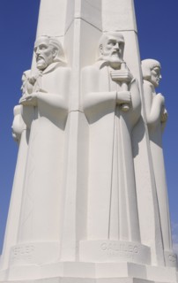 USA, California, Los Angeles, "Philosopher's & scientists adorn the obelisk, Griffith Park