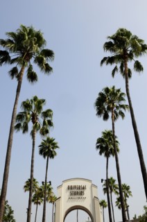 USA, California, Los Angeles, Palms & entrance to Universal Studios