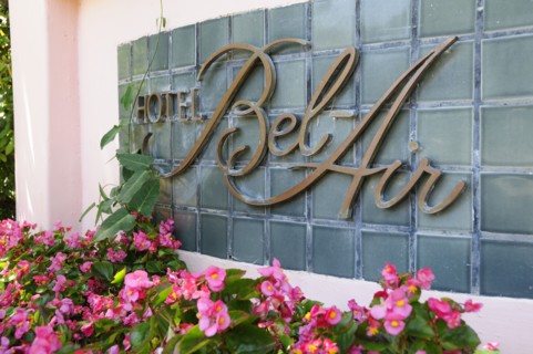 USA, California, Los Angeles, Bel Air Hotel sign