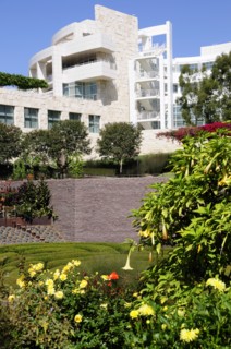 USA, California, Los Angeles, "View back to the Museum from central garden, Getty Centre"