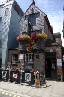 ENGLAND, East Sussex, Brighton, "Black Lion Street, Exterior of the Black Lion Pub. "