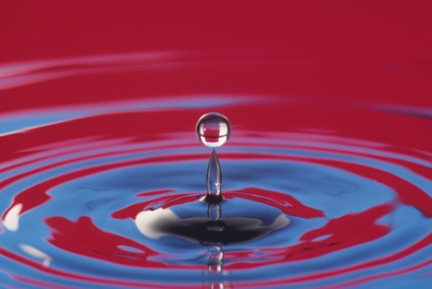 ELEMENTS, Water, Droplet, Water drop at moment of suspension above splash and surrounding circular