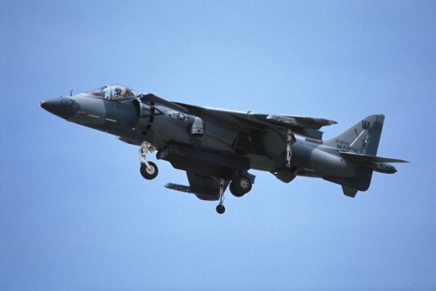 TRANSPORT, Air, Jet Fighter, US Marines Harrier Jump Jet in vertical assent.