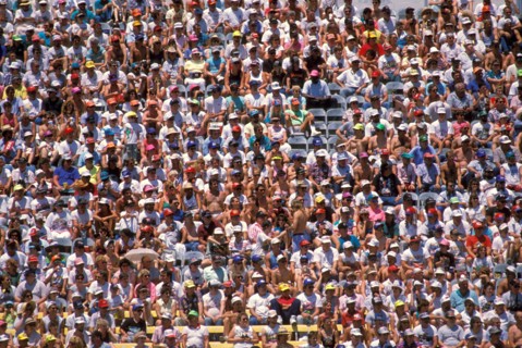 SPORT, Crowds, Stadium, Supporters at sporting event in an all seated outdoor arena.
