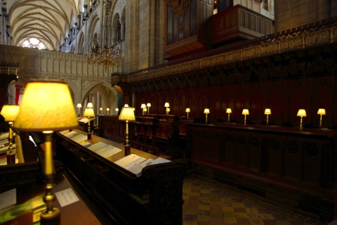 ENGLAND, West Sussex, Chichester, "Interior of the Cathedral, area where the choir sit underneath