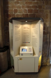 ENGLAND, West Sussex, Chichester, "Cathedral Interior, Multi Lingual Donorpoint Machine for