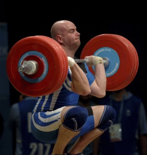 SPORT, Weights, Lifting, "Weight Lifting 94Kg, Tommy Yule winning Bronze medal during Melbourne