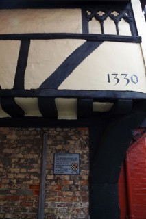 ENGLAND, East Sussex, Lewes, "High Street, Stewards Inn Building 1330, detail of tudor architecture