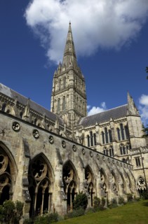 ENGLAND, Wiltshire, Salisbury, "Cathedral, Cloisters and Spire. Tallest church spire in Britain"