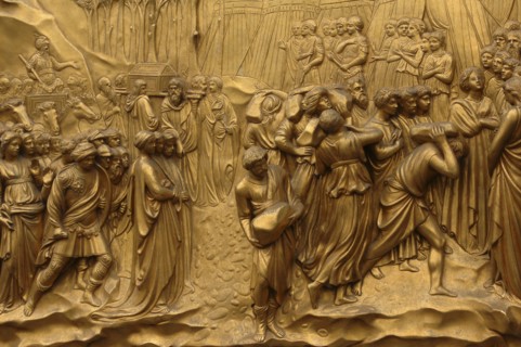 ITALY, Tuscany, Florence, Bronze Doors with Relief Sculptures by Lorenzo Ghiberti  Florence