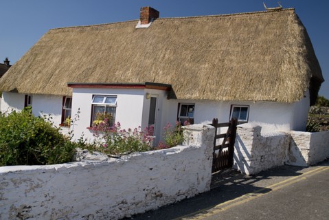 IRELAND, County Weford, Kilmore Quay, Thatched cottage in fishing village renowned for such