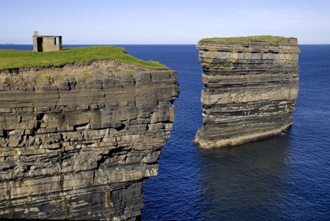 IRELAND, County Mayo, Downpatrick Head, Dún Briste Broken Fort is an impressive sea stack at the