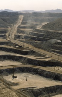 Namibia, Namib Desert, Rossing Uranium open cast mine in the Namib Desert, Vast expanse of terraced