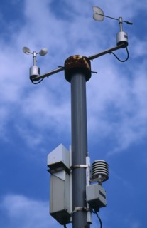 Environment, Air, Pollution, Air quality monitor at busy traffice intersection.