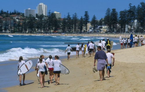 Australia, New South Wales, Sydney, Manly beach surf class.