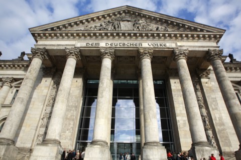 Germany, Berlin, Reichstag entrance.