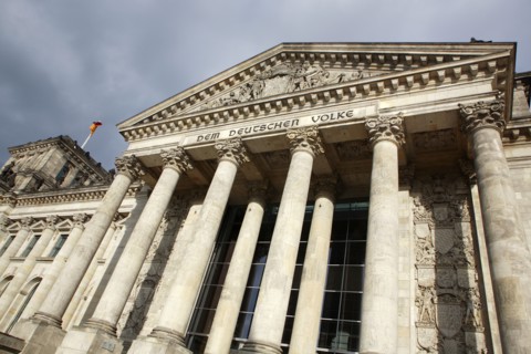 Germany, Berlin, Reichstag building entrance.