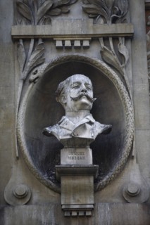 Poland, Krakow, Bust of Julius Mossak on the Palace of Arts built in 1901 for the Society of Fine
