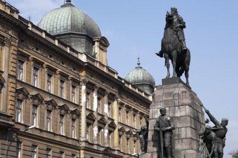 Poland, Krakow, Grunwald Monument by Marian Konieczny, original by Antoni Wiwulski was destroyed in