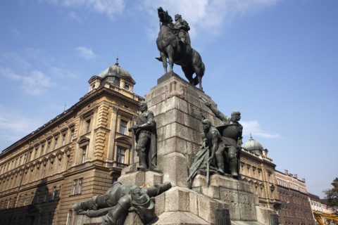 Poland, Krakow, Grunwald Monument by Marian Konieczny, original by Antoni Wiwulski was destroyed in