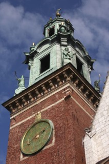 Poland, Krakow, Clock tower of Wawel Cathedral.