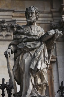 Poland, Krakow, statue of an apostle at Church of St Peter & St Paul.