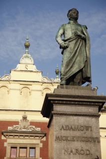 Poland, Krakow, Monument to the polish romantic poet Adam Mickiewicz by Teodor Rygier in 1898 in