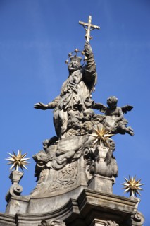 Poland, Wroclaw, baroque statue of St Jan Nepomucen St John Nepomuk made in sandstone by Johann