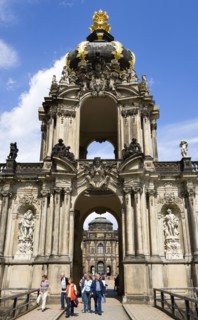 GERMANY, Saxony, Dresden, The Crown Gate or Kronentor of the restored Baroque Zwinger Palace with