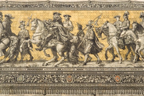 GERMANY, Saxony, Dresden, Fürstenzug or Procession of the Dukes in Auguststrasse a mural on 25,000