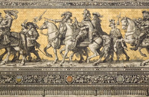 GERMANY, Saxony, Dresden, Fürstenzug or Procession of the Dukes in Auguststrasse a mural on 25,000