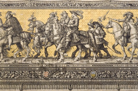 GERMANY, Saxony, Dresden, Fürstenzug or Procession of the Dukes in Auguststrasse a mural on 25,000